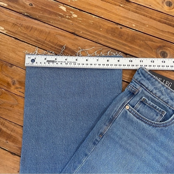 REFUGE denim jeans wide legs high rise waist blue 100% cotton cargo cropped 1 - Picture 12 of 15